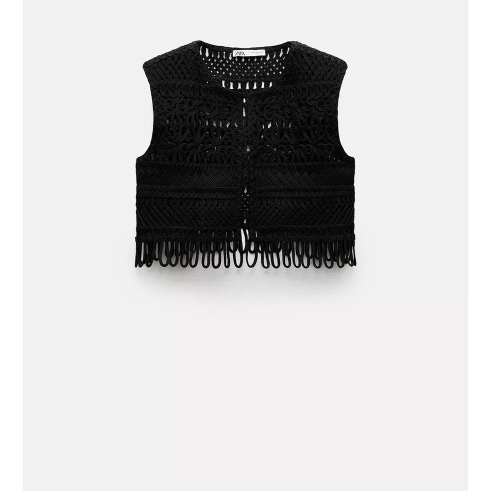 Zara Fringed Macrame Short Vest